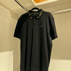 Boss Black Polo Shirt with Gold Accents